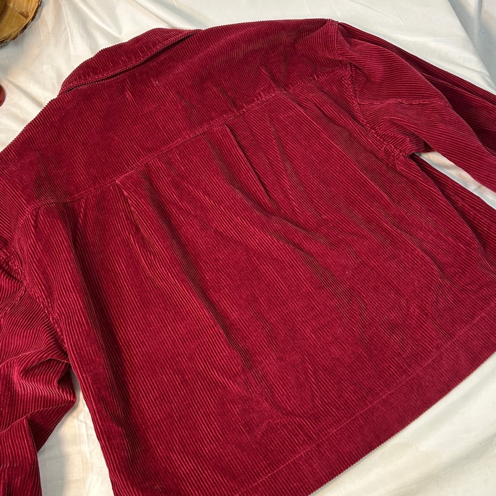 AVEC LES FILLES Shirt Corduroy Button Down long sleeve‎ Raspberry Women’s Small - Picture 11 of 11